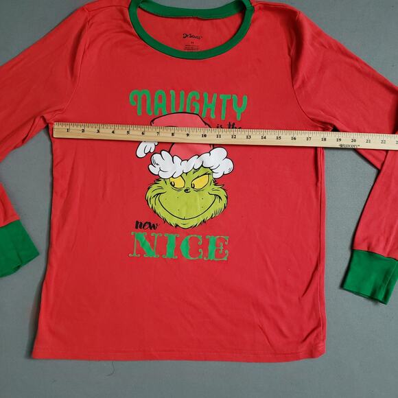 Dr. Seuss The Grinch PJ Set Women's Medium for Christmas Morning Naughty Nice - Picture 8 of 12